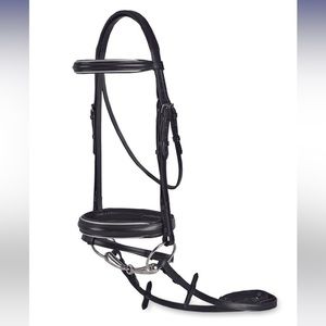 NWT DOVER FULL SIZE BLACK AND SILVER PADDED FLASH DRESSAGE BRIDLE